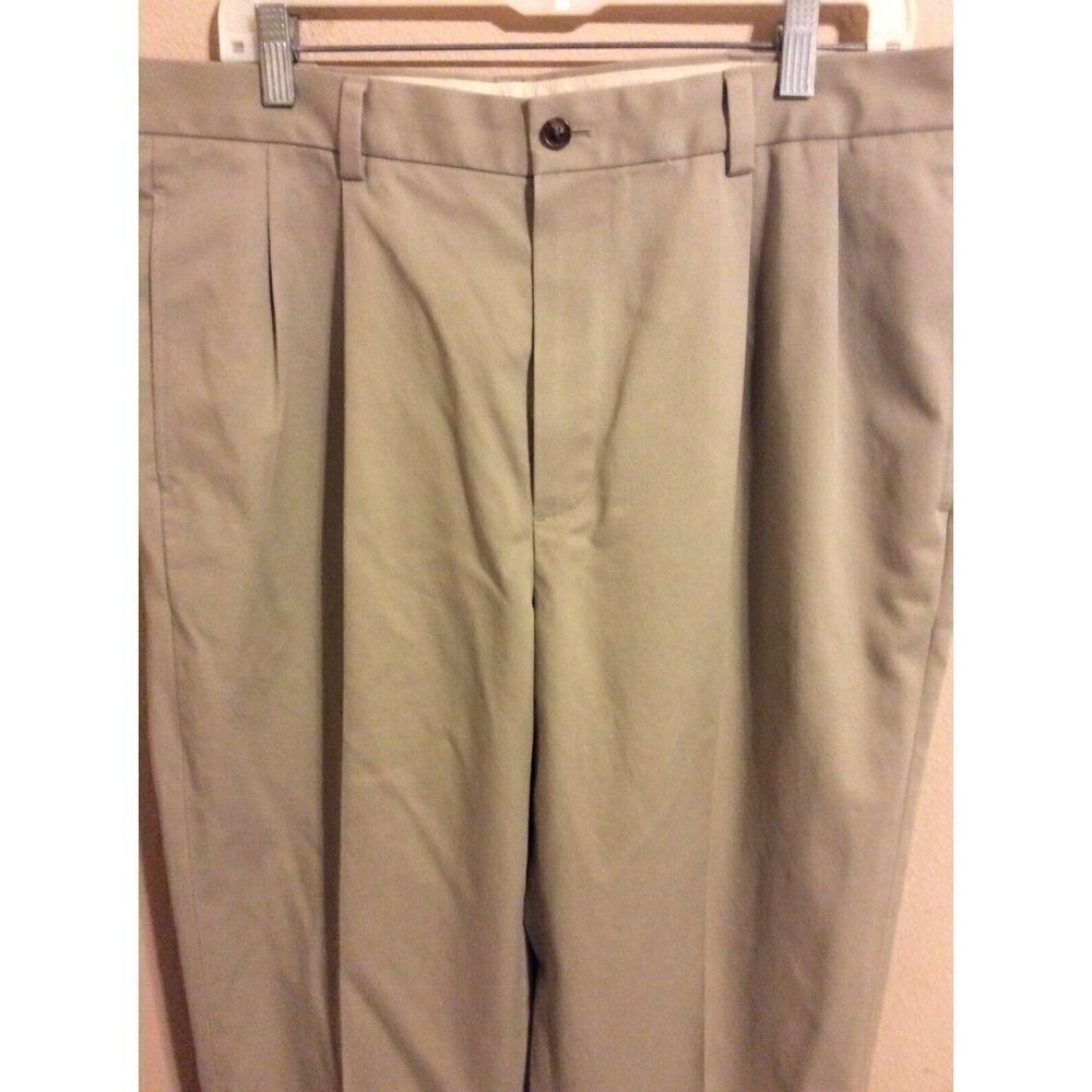 Brooks Brothers 346 Advantage Chino Elliot Pleated Beige Khaki Pants Men's 36x34 - Picture 2 of 11